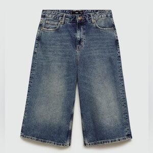 Mango Relaxed Fit denim Bermuda shorts